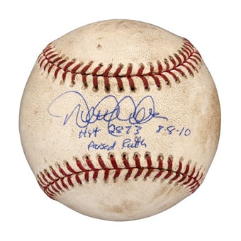 2010 Derek Jeter Signed and Inscribed Game Used Baseball From Game He Passed Babe Ruth On All-Time Hit List (MLB Authenticated/Steiner)